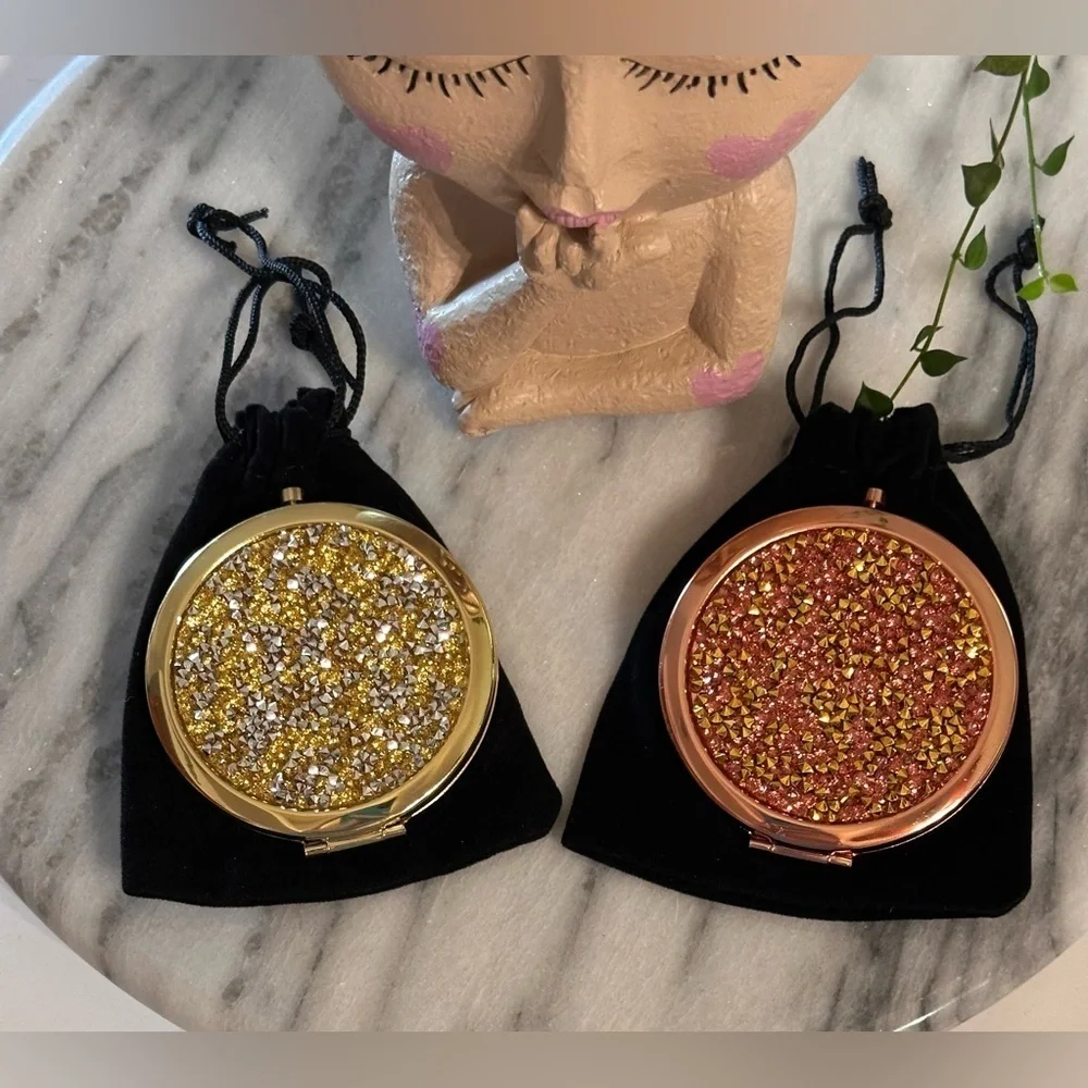Compact Mirror Set Small Travel Magnifying Pocket Mirrors for Purse 2 Pieces